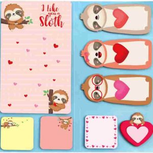 Valentine's Day Sloth Sticky Notes Gift Set - 240 Sheets