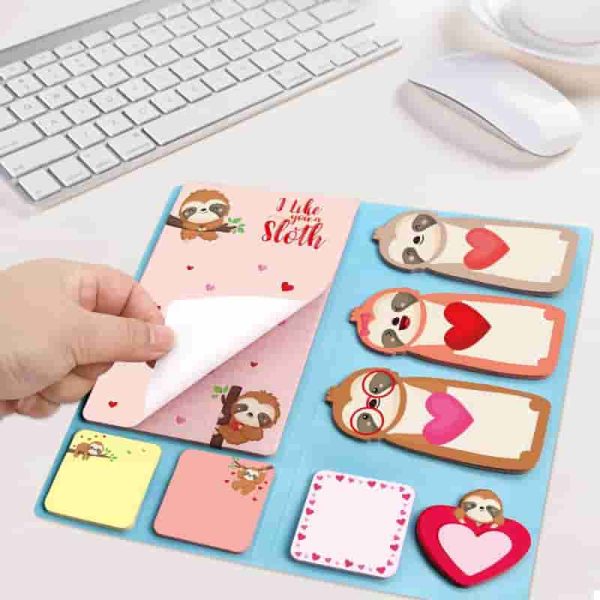 Valentine's Day Sloth Sticky Notes Gift Set - 240 Sheets - Image 2