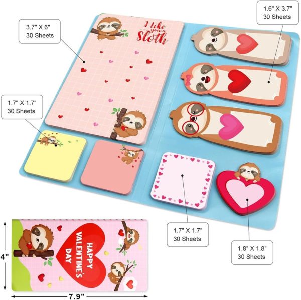 Valentine's Day Sloth Sticky Notes Gift Set - 240 Sheets - Image 5