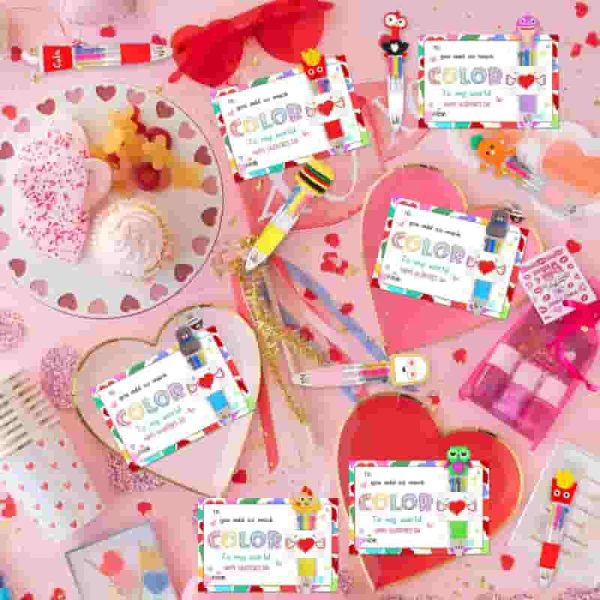 30 Cute 4-in-1 Multicolor Pens With Valentine's Day Cards - Image 2