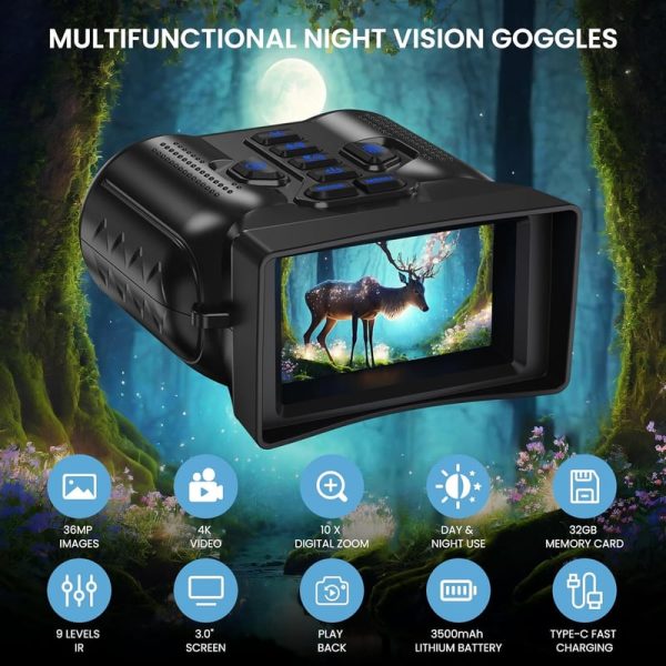 4k Night Vision Goggles With 10x Zoom & Infrared - Best For Wildlife - Image 6