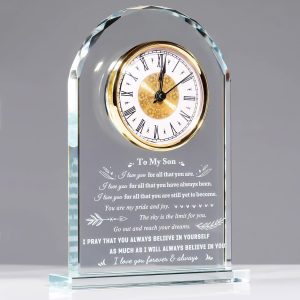Best Inspirational Glass Clock Gifts For Sons Birthday & Graduation