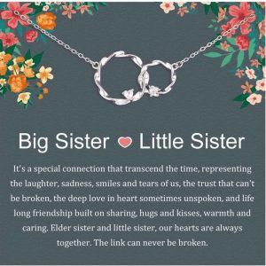 Best Sister Necklace: Sterling Silver, Interlocking Circles