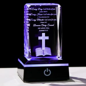 Inspirational 3d Crystal Christian Gift With Led Light - Perfect For Birthdays & Holidays