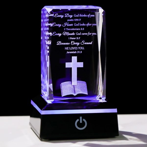 Inspirational 3d Crystal Christian Gift With Led Light - Perfect For Birthdays & Holidays