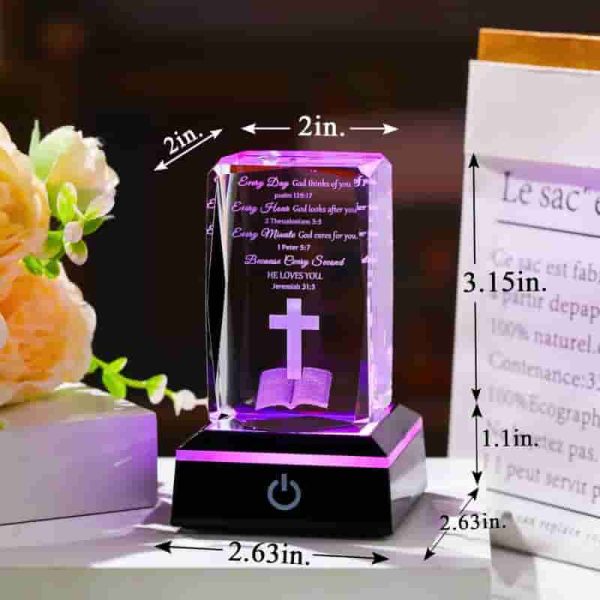 Inspirational 3d Crystal Christian Gift With Led Light - Perfect For Birthdays & Holidays - Image 2