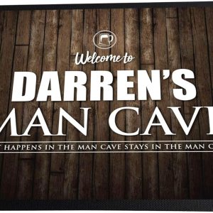 Best Personalised Man Cave Bar Door Mat - Wood Effect, 60x40cm