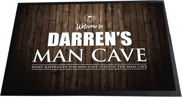Best Personalised Man Cave Bar Door Mat - Wood Effect, 60x40cm