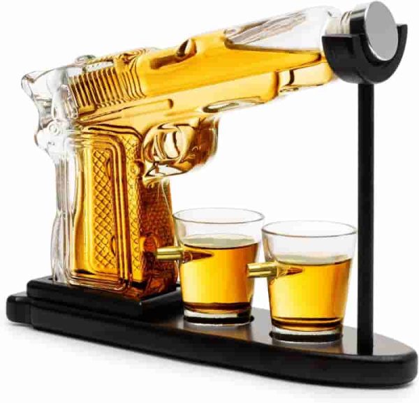 Unique Whiskey Gun Decanter Set - Perfect Gift For Men And Dad
