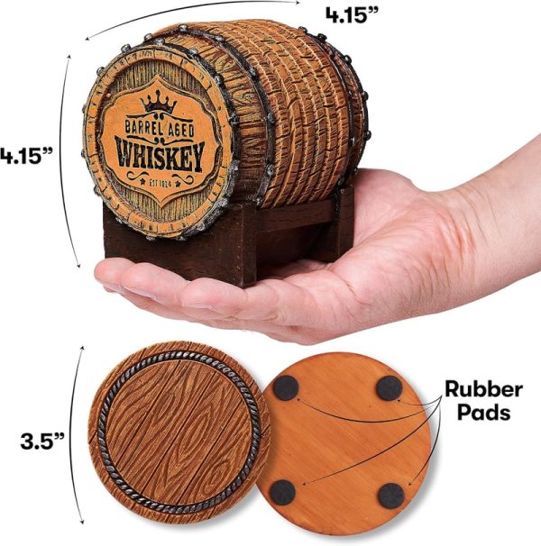 Best Whiskey Barrel Coaster Set For Man Cave Décor - Image 2