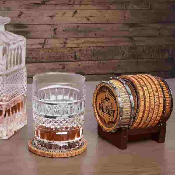 Best Whiskey Barrel Coaster Set For Man Cave Décor - Image 3