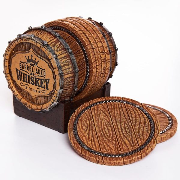 Best Whiskey Barrel Coaster Set For Man Cave Décor - Image 4