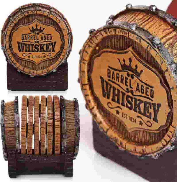 Best Whiskey Barrel Coaster Set For Man Cave Décor - Image 5