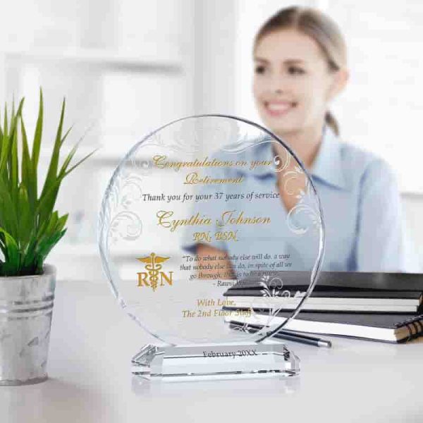Best Personalized Crystal Nurse Retirement Gift With Rn Symbol - Image 2