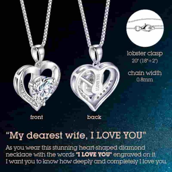Best Moissanite Heart Necklace - Gift For Wife - Image 4