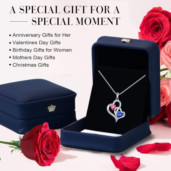 925 Sterling Silver Birthstone Heart Necklace - Personalized Gift - Image 6