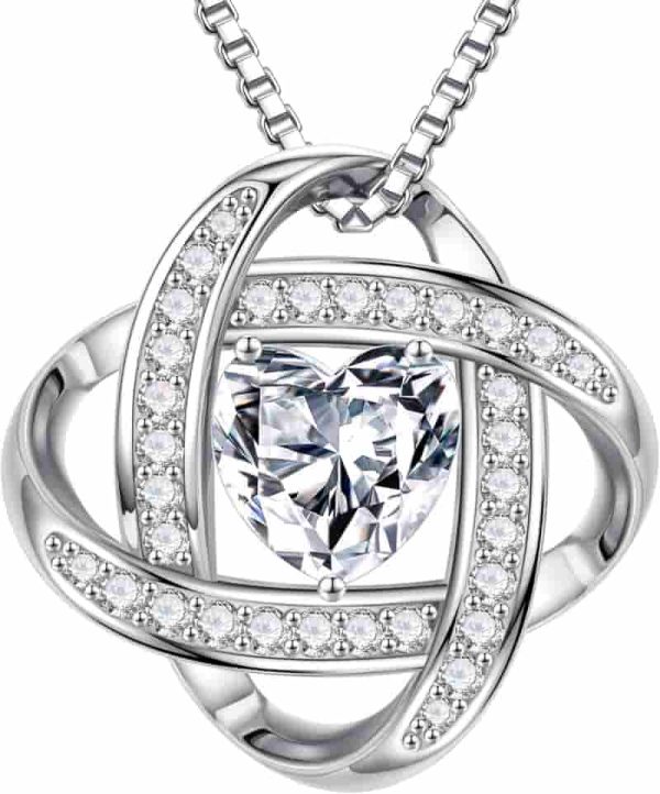 Best Moissanite Love Knot Necklace - Sterling Silver Gift
