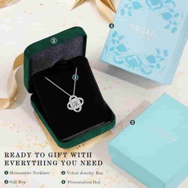 Best Moissanite Love Knot Necklace - Sterling Silver Gift - Image 6
