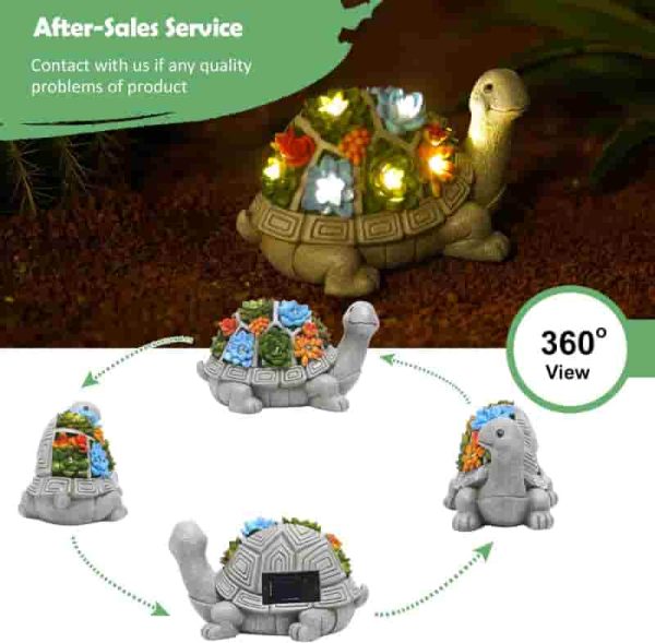 Best Solar Turtle Garden Statue - Led Succulent Lawn Decor - Image 4