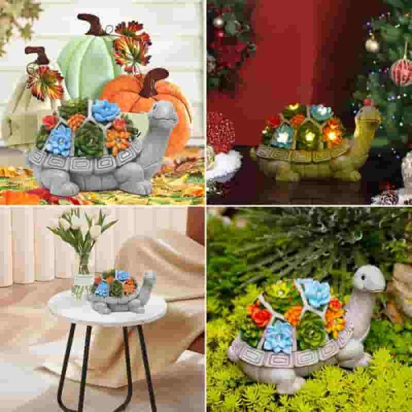 Best Solar Turtle Garden Statue - Led Succulent Lawn Decor - Image 5