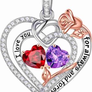 925 Sterling Silver Rose Heart Necklace - Best Gifts For Wife Or Mom