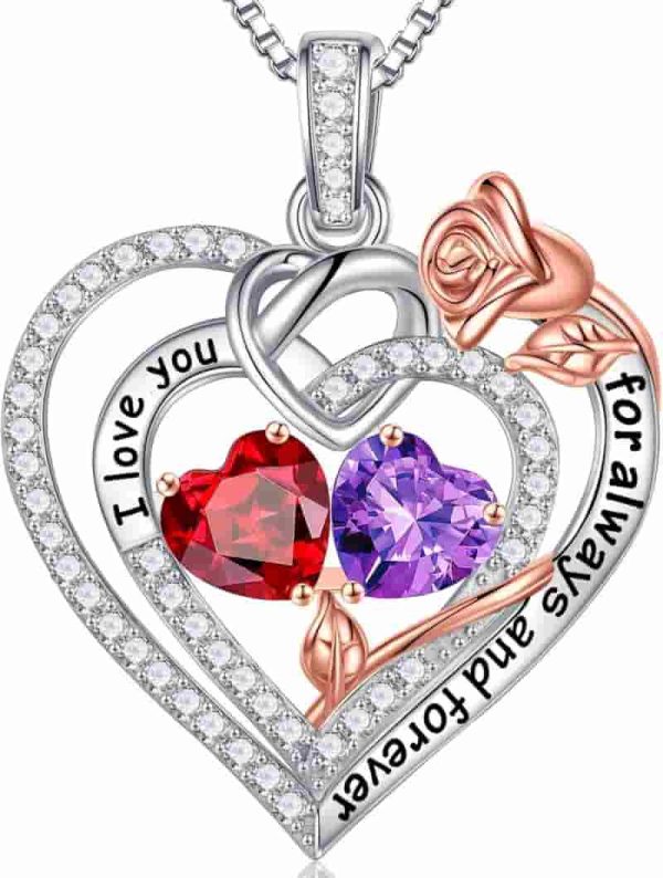 925 Sterling Silver Rose Heart Necklace - Best Gifts For Wife Or Mom