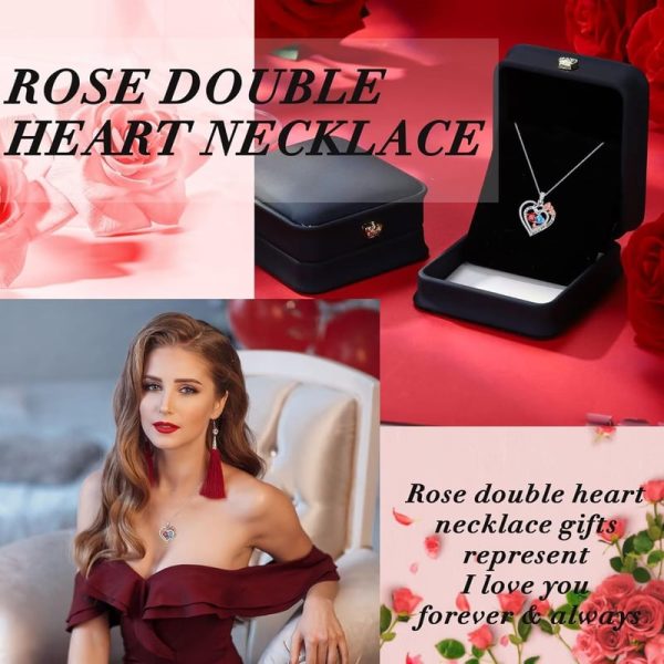 925 Sterling Silver Rose Heart Necklace - Best Gifts For Wife Or Mom - Image 3