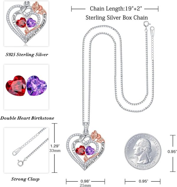925 Sterling Silver Rose Heart Necklace - Best Gifts For Wife Or Mom - Image 4