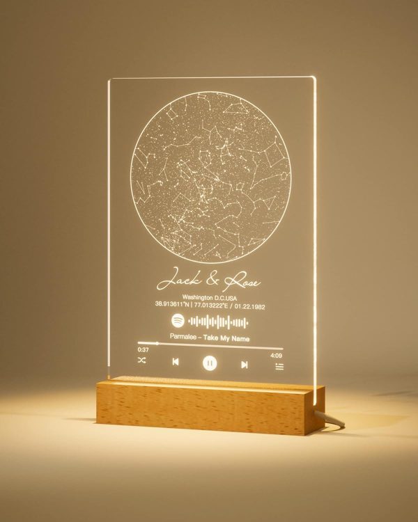 Best Custom Star Map Night Light With Spotify Code - Perfect Gift!