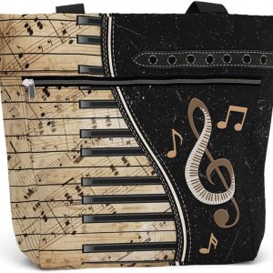 Best Piano Lovers Tote Bag With Pockets & Zipper