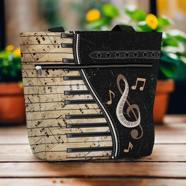 Best Piano Lovers Tote Bag With Pockets & Zipper - Image 6