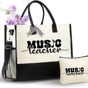 Best Music Teacher Gift: Canvas Tote & Makeup Bag Set