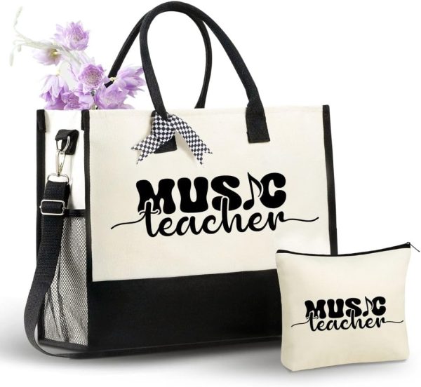 Best Music Teacher Gift: Canvas Tote & Makeup Bag Set