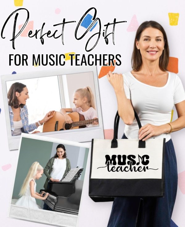 Best Music Teacher Gift: Canvas Tote & Makeup Bag Set - Image 2