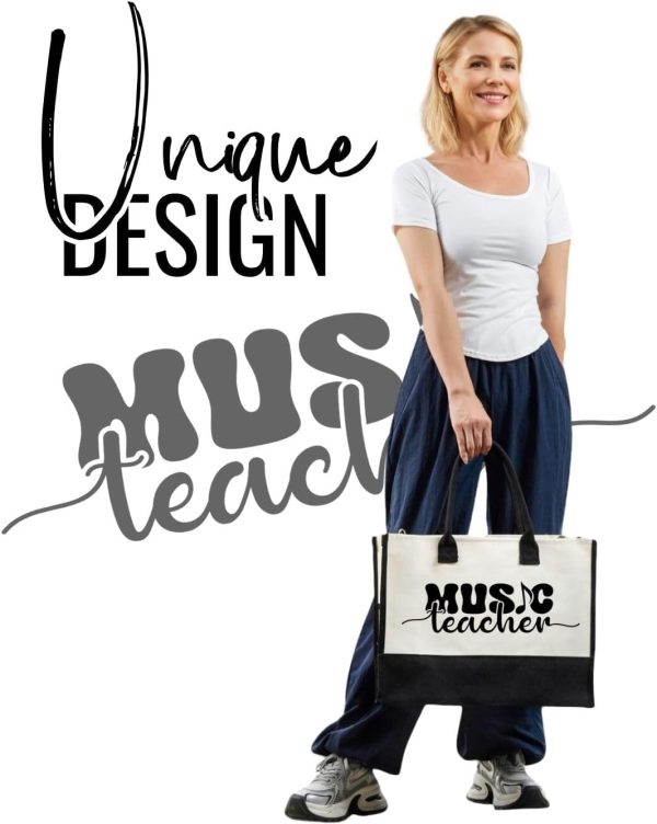Best Music Teacher Gift: Canvas Tote & Makeup Bag Set - Image 3