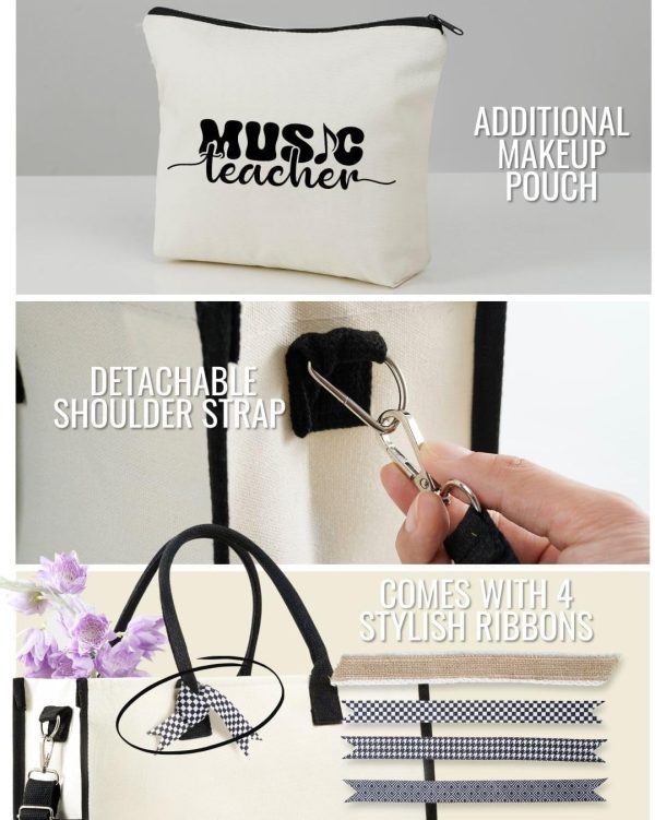 Best Music Teacher Gift: Canvas Tote & Makeup Bag Set - Image 4