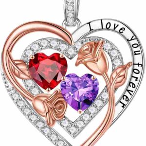 Best Birthstone Heart Necklace - Sterling Silver Gift For Her
