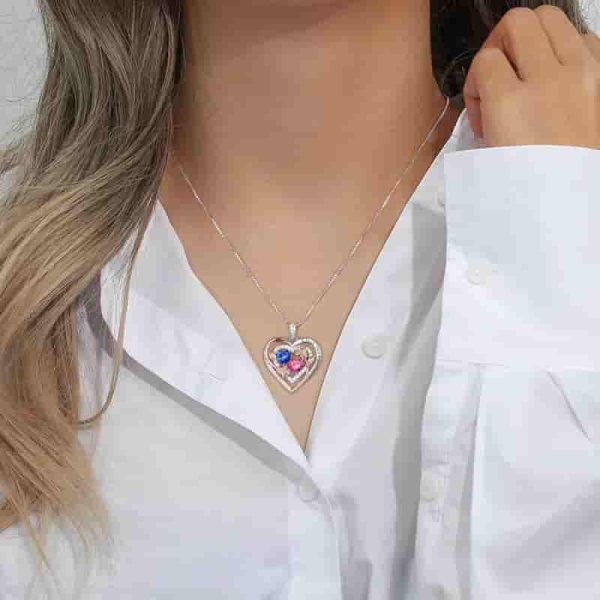 Best Birthstone Heart Necklace - Sterling Silver Gift For Her - Image 5