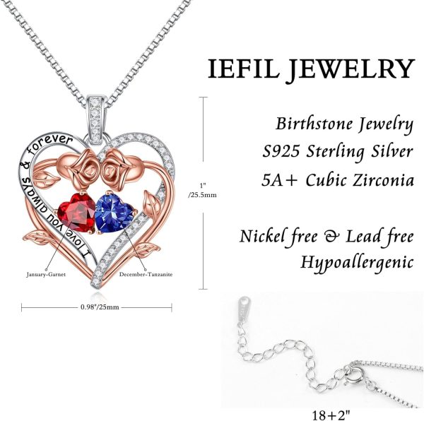 Best Rose Heart Double Birthstone Necklace For Wife And Girlfriend - Image 5