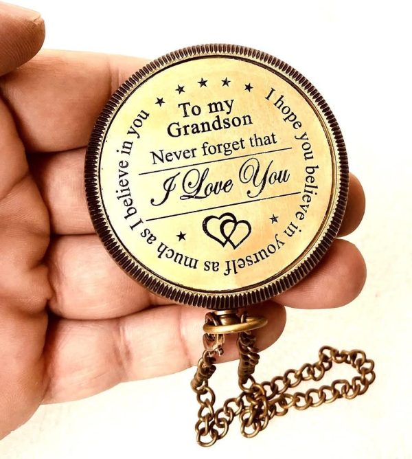 Engraved Brass Compass Gift For Grandson - Unique Memory Present - Image 4