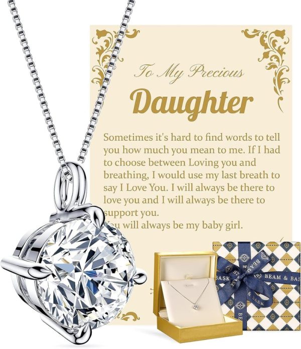 Beam & Bask Silver Moissanite Necklace For Daughter - Best Gift
