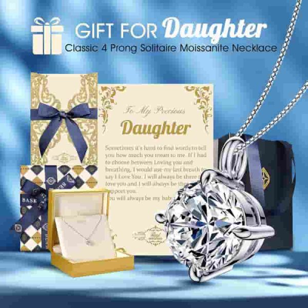 Beam & Bask Silver Moissanite Necklace For Daughter - Best Gift - Image 3