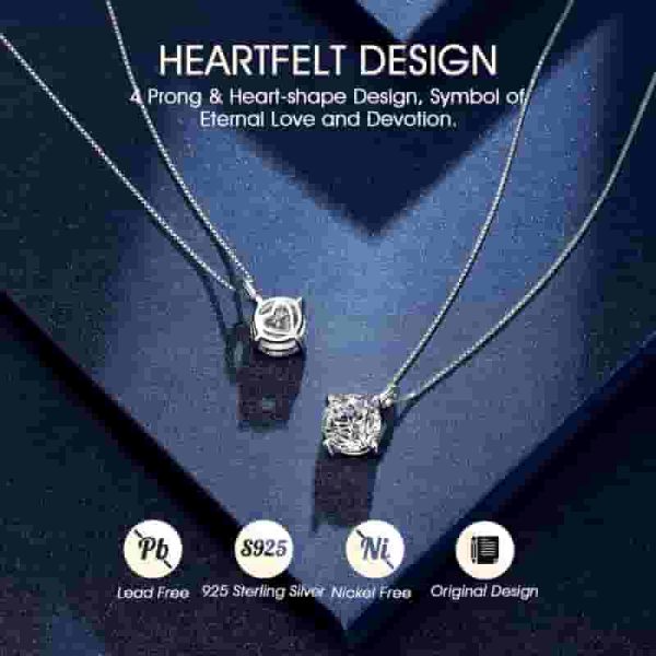 Beam & Bask Silver Moissanite Necklace For Daughter - Best Gift - Image 4