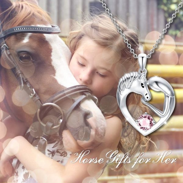 Aoboco Sterling Silver Horse Heart Necklace With Birthstone - Image 2