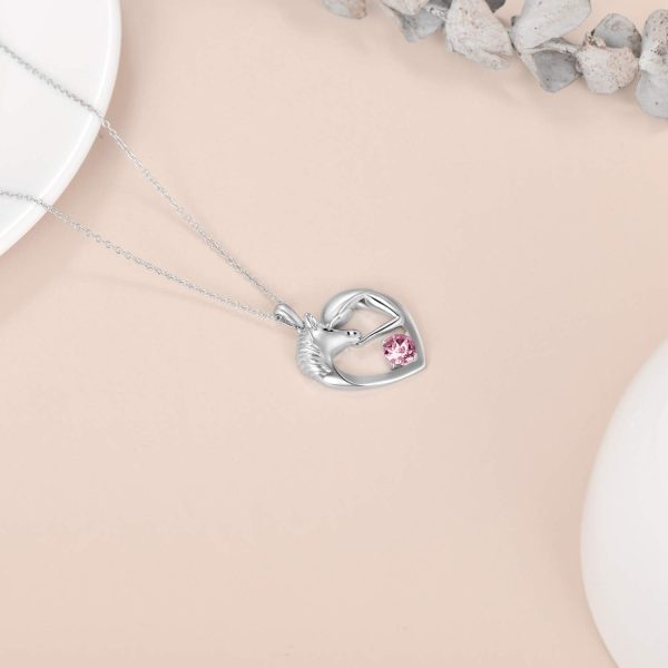 Aoboco Sterling Silver Horse Heart Necklace With Birthstone - Image 4