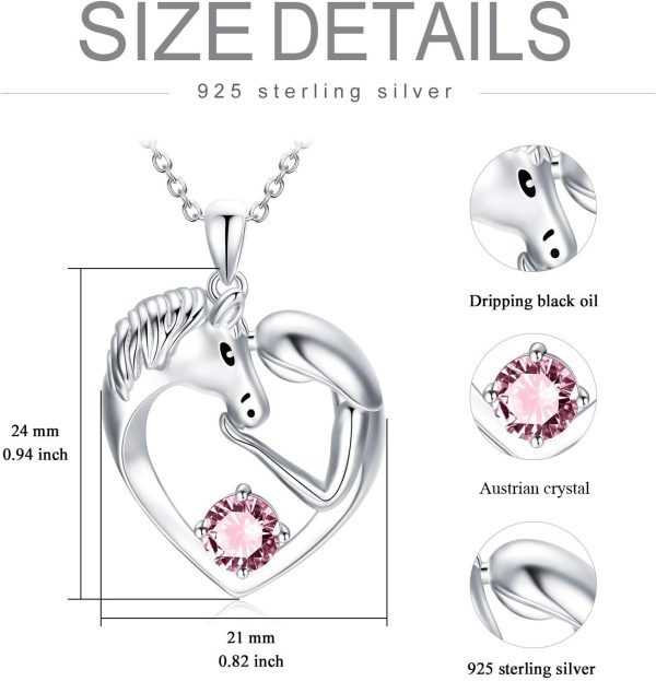 Aoboco Sterling Silver Horse Heart Necklace With Birthstone - Image 6