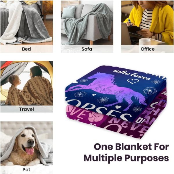 Best Horse Lover Flannel Throw Blanket - Cozy Gift For Women & Girls - Image 4