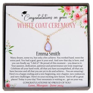 Best Personalized White Coat Ceremony Birthstone Necklace