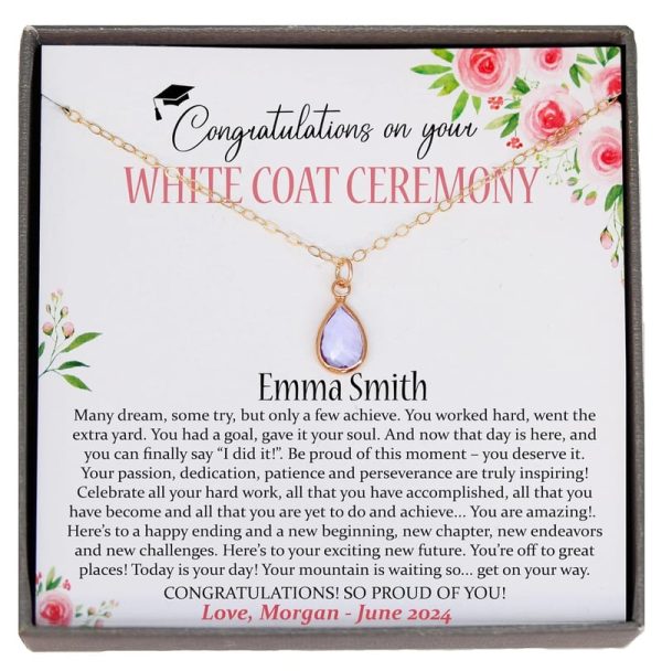 Best Personalized White Coat Ceremony Birthstone Necklace