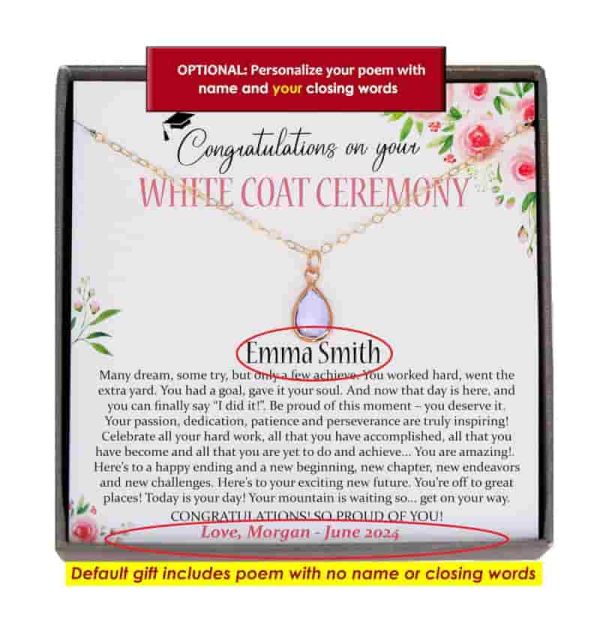 Best Personalized White Coat Ceremony Birthstone Necklace - Image 3